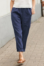 Linen blend Drawstring Pants