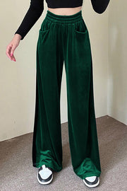 High Waist Colorblock Loose Wide Leg Trousers