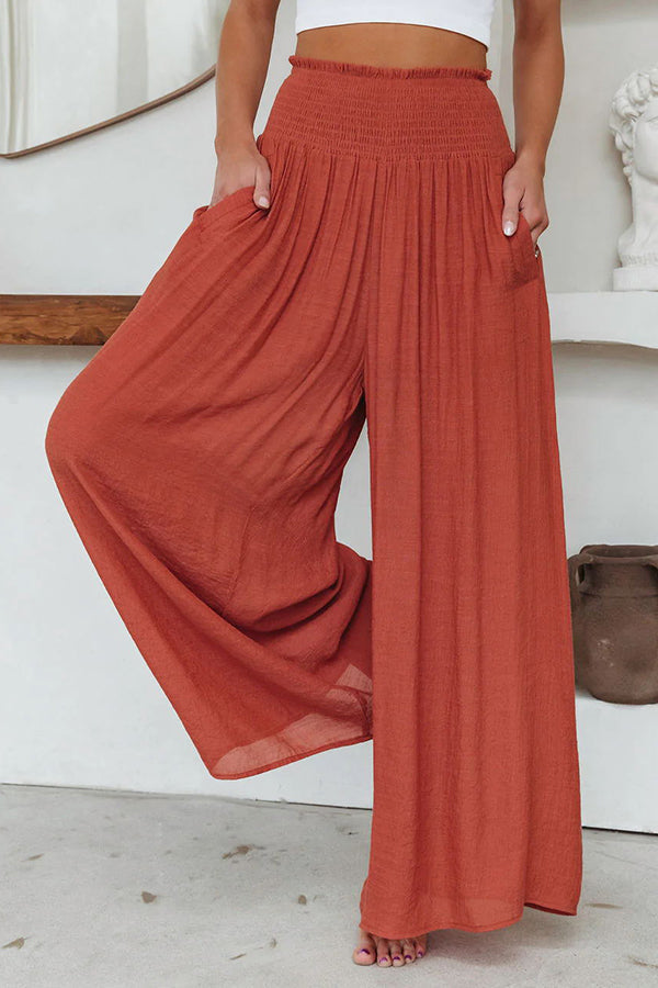 Pantalon large à poches et smocks mi-longs de voyage