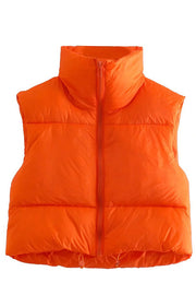 padded vest zipper stand collar vest