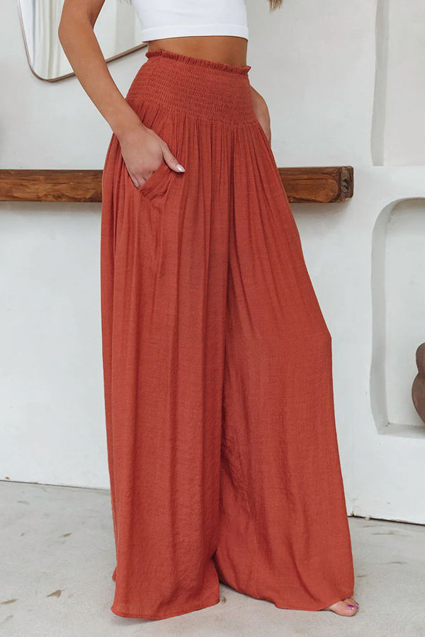 Pantalon large à poches et smocks mi-longs de voyage