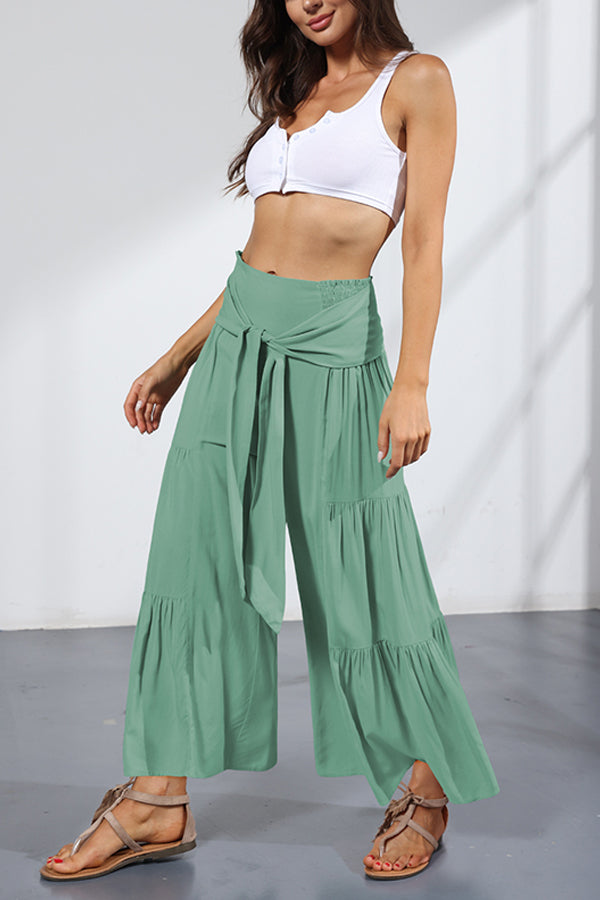 Bandage Casual Women's Wide Leg Pants