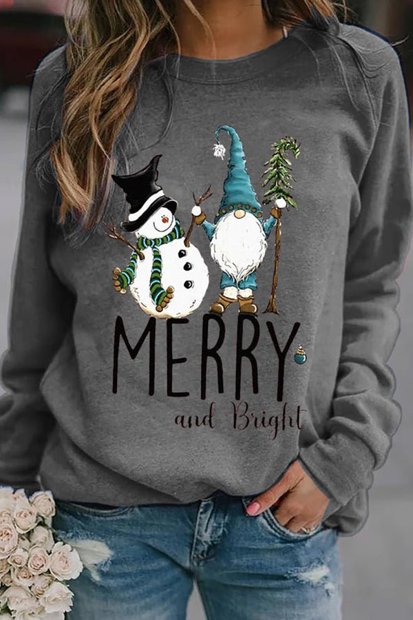 Christmas gift snowman print sweatshirt