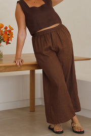 Brown-Cotton Linen Pants