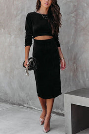 Velvet Cutout Midi Dress