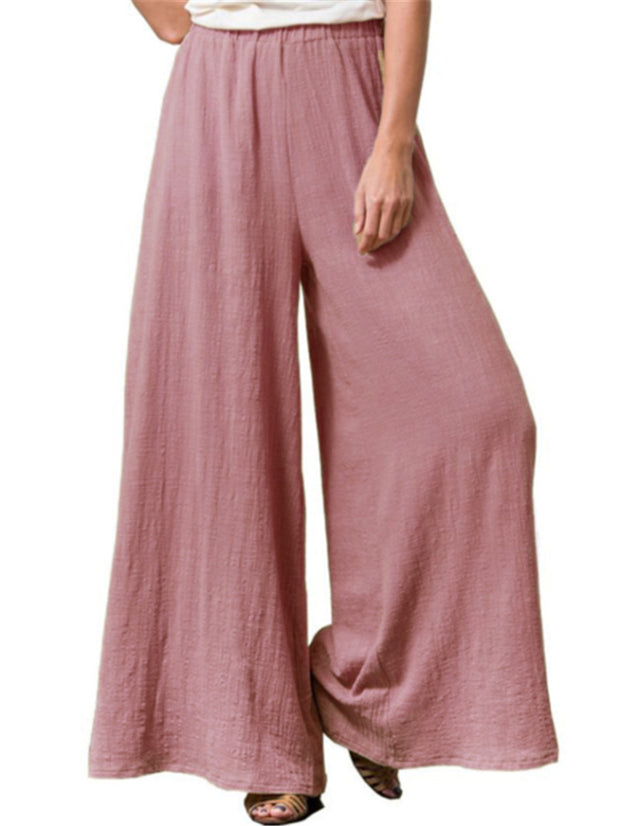 Large Casual Cotton Linen Loose Wide Leg Pants