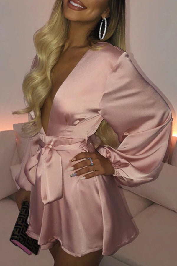 Fashion Sexy Belt Slimming V-Neck Sling Dress