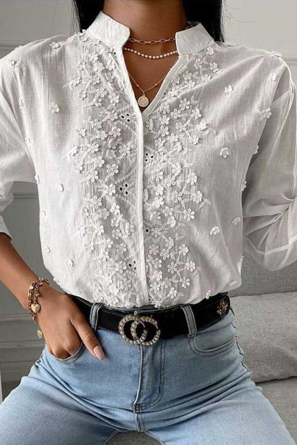 Gentle Touch Lace Applique Shift Blouse