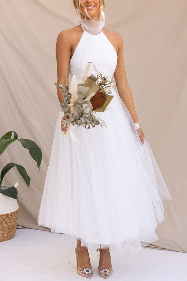 Robe longue dos nu en tulle froncé Fairy Vibes