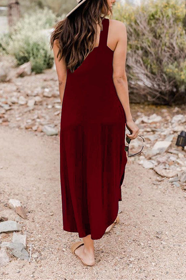 Off Shoulder Casual Comfortable Halter Long Pocket Dress