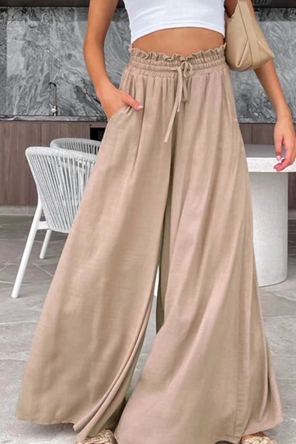Pantalon large décontracté à taille élastique