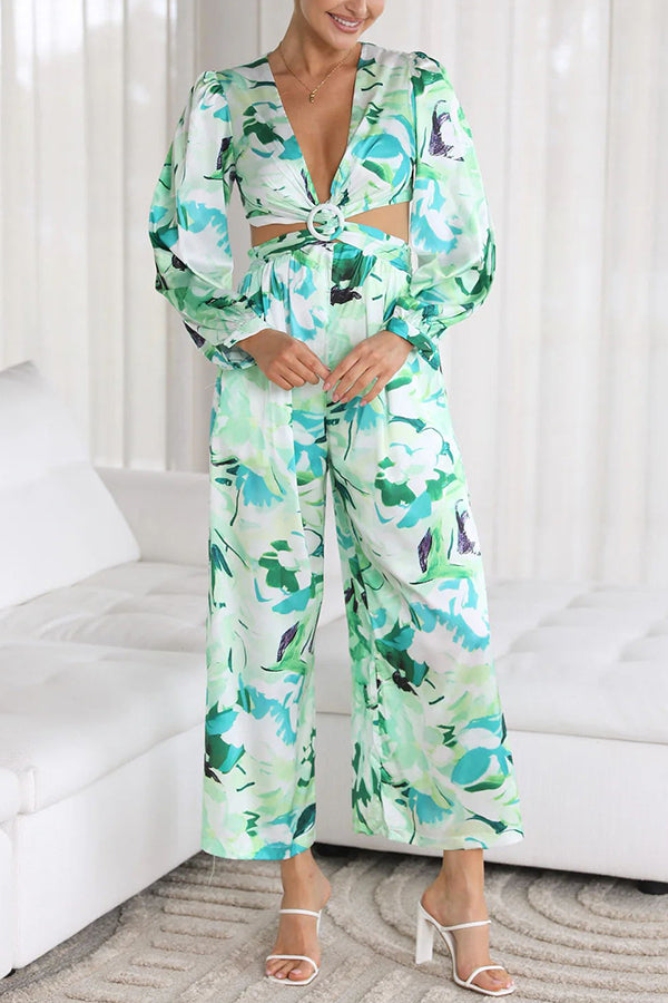 Jumpsuit mit Blumenmuster, Cut-Outs und Taschen an der Taille 