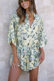 The White Lotus Floral Belted Loose Shirt Romper