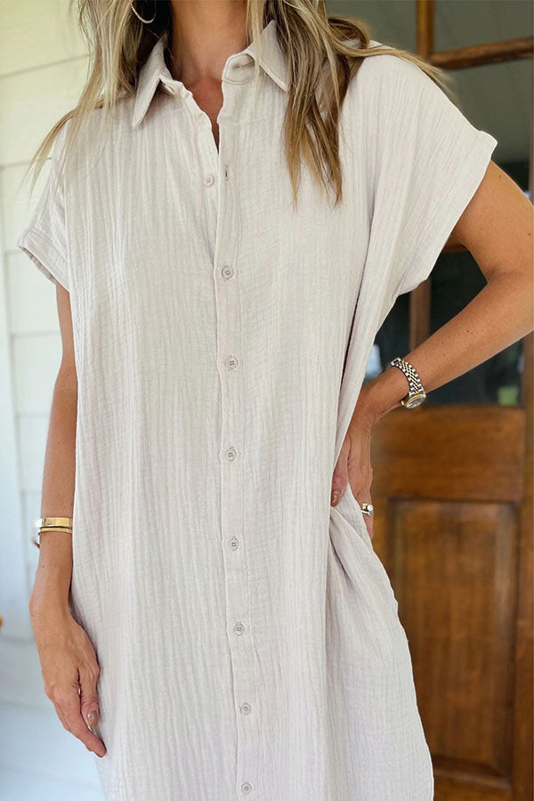 Robe chemise mi-longue boutonnée