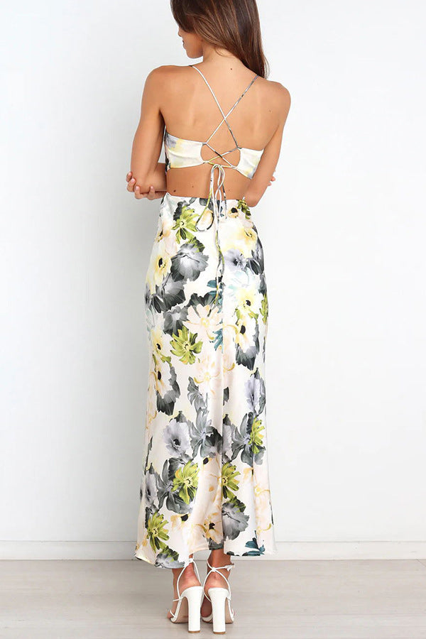 Elegant Printed Satin Dress