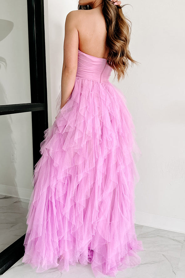 GALA GOALS STRAPLESS TULLE MAXI DRESS