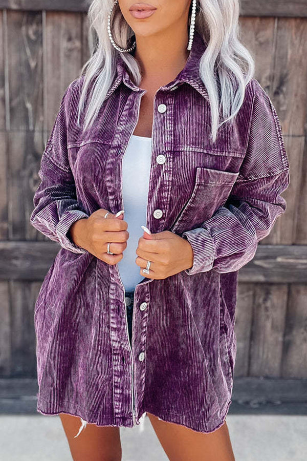 Quality corduroy shirt cardigan