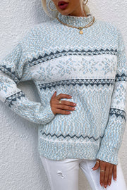 women's half turtleneck snowflake sweater