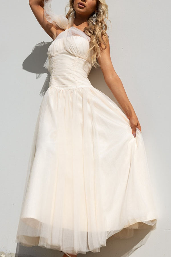 Dress of Your Dreams Tulle One Shoulder Maxi Dress