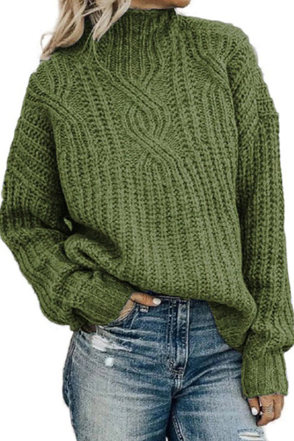 Turtleneck Twist Knit Top Sweater