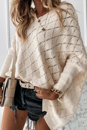 Solid Color Hollow Knitted Sweater