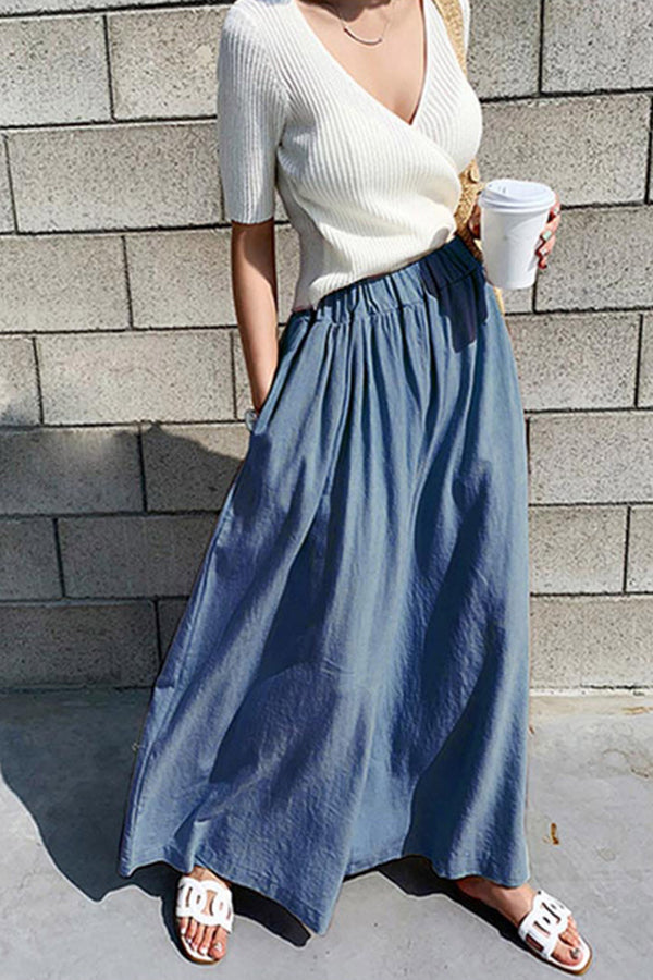 Pantalon large en coton de couleur unie pour femme, style décontracté, à la mode, pour l'été