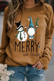 Christmas gift snowman print sweatshirt