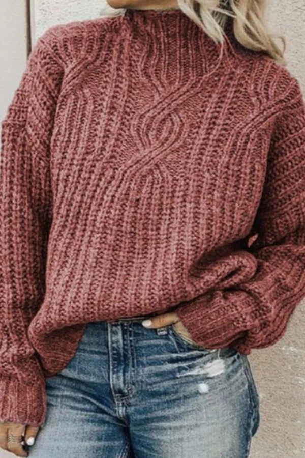 Turtleneck Twist Knit Top Sweater