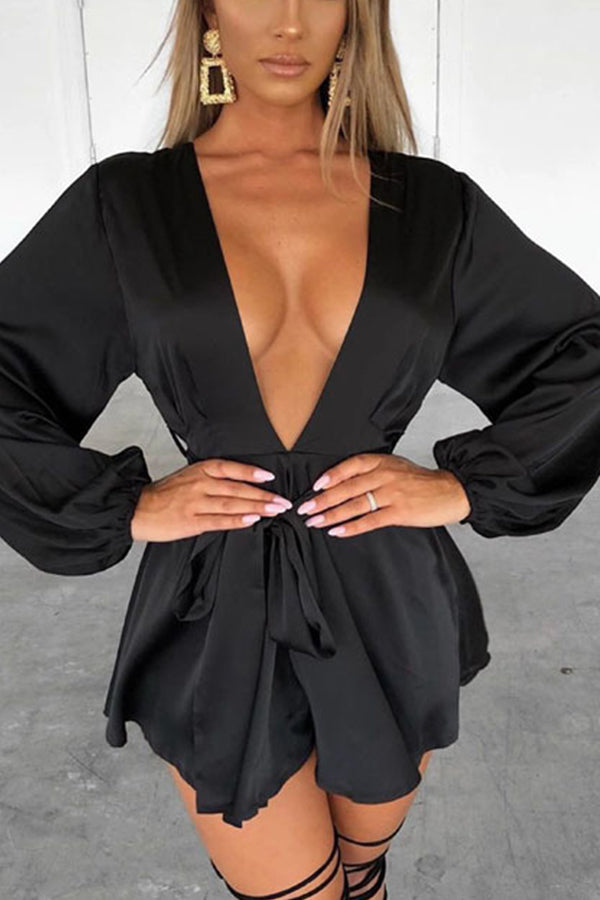 Fashion Sexy Belt Slimming V-Neck Sling Dress