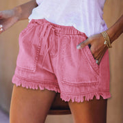 Women's Elastic Drawstring Casual High Waist Thin Denim Shorts