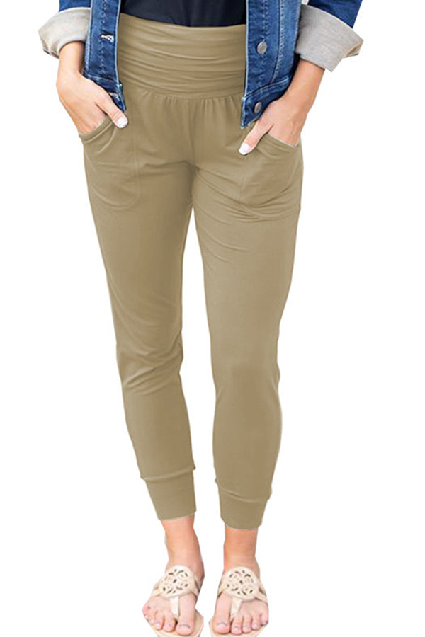 High Waist Pleated Pocket Casual Cropped Pennies