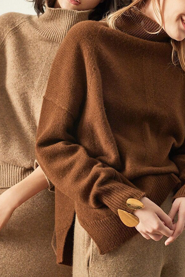 Pullover loose thickened turtleneck cashmere sweater