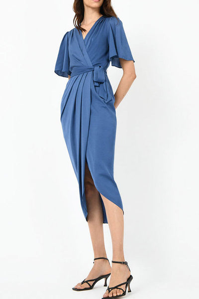 Draped Tie Waist Dress