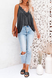 Casual Sleeveless V-neck Lace Loose Camisole Tank Top