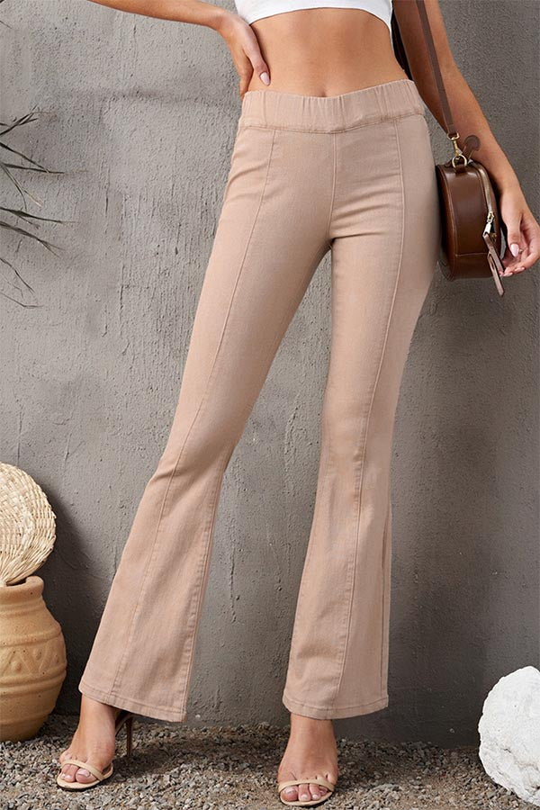 Pocketed Elastic Waistband Corduroy Pants