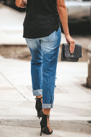 Ripped Straight Leg Street Style Jeans