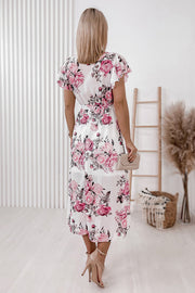 Point of Pretty Floral Ruffle Sleeve Midi Dress