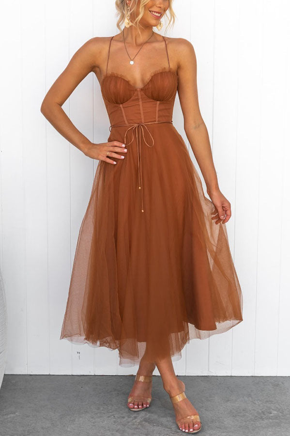Robe longue de soirée à bretelles en mousseline de soie de princesse moderne