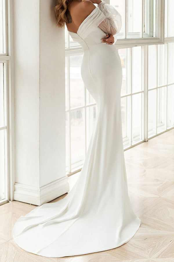 Robe de soirée asymétrique de couleur unie