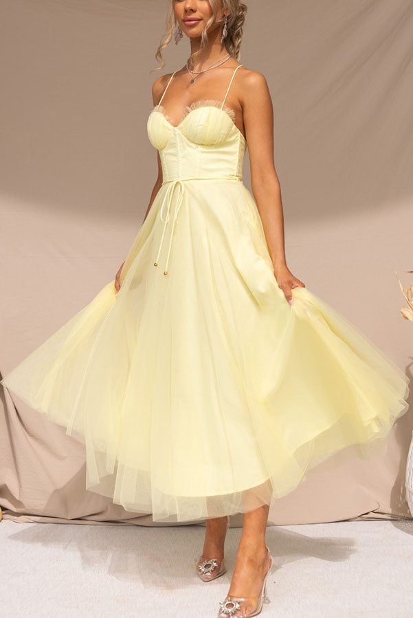 Robe longue de soirée à bretelles en mousseline de soie de princesse moderne