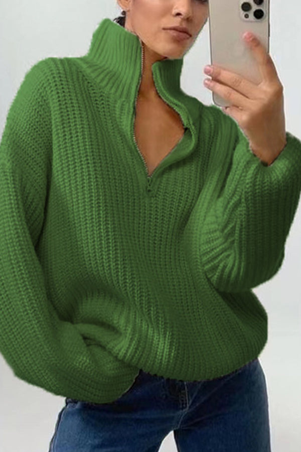 turtleneck pullover zip sweater