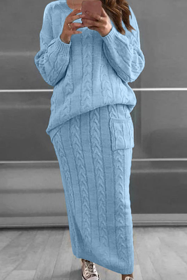 Fashion Twist Pullover Strickrock Set 