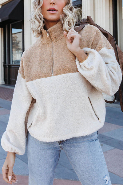 POCKETED HALF ZIP PULLOVER SWEATER