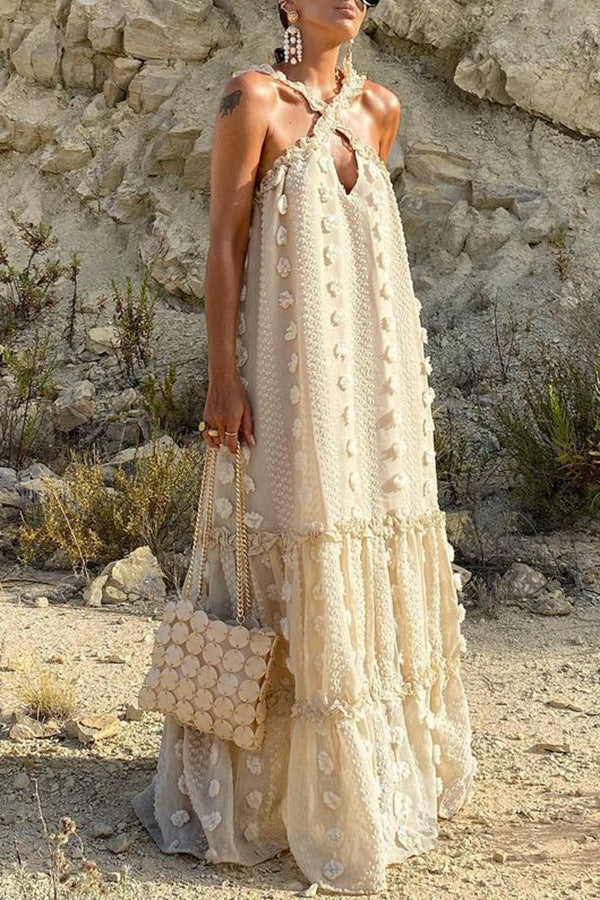 Robe gâteau fleurie tridimensionnelle