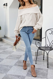 Women's One Shoulder Sexy Knit Pullover Off Shoulder Sweater