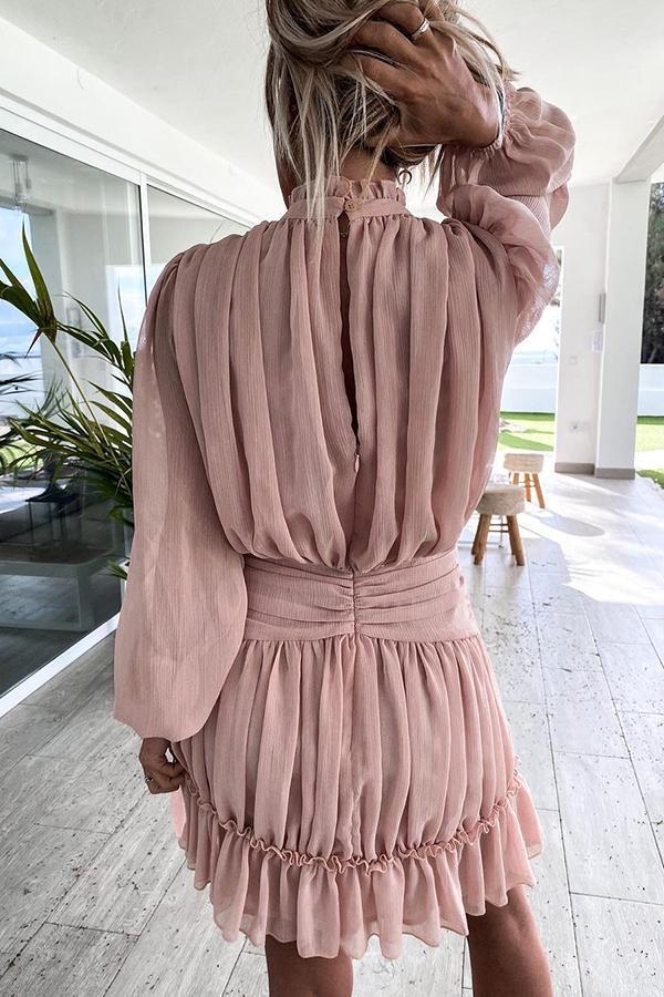 Chiffon Pleated Mini Dress