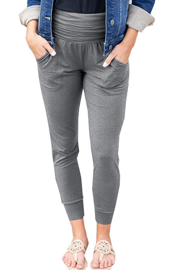 High Waist Pleated Pocket Casual Cropped Pennies