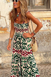 Timeless Beauty Printed Smocked Vacation Maxi Dress