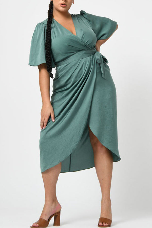 Draped Tie Waist Dress