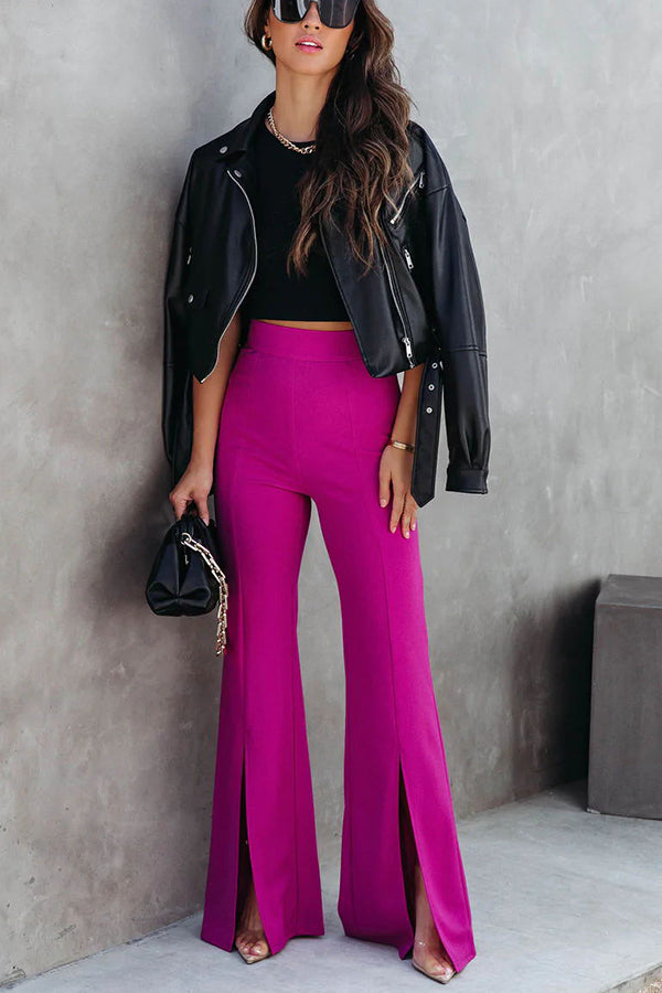 Side Zipper Closure Split Hem Pants